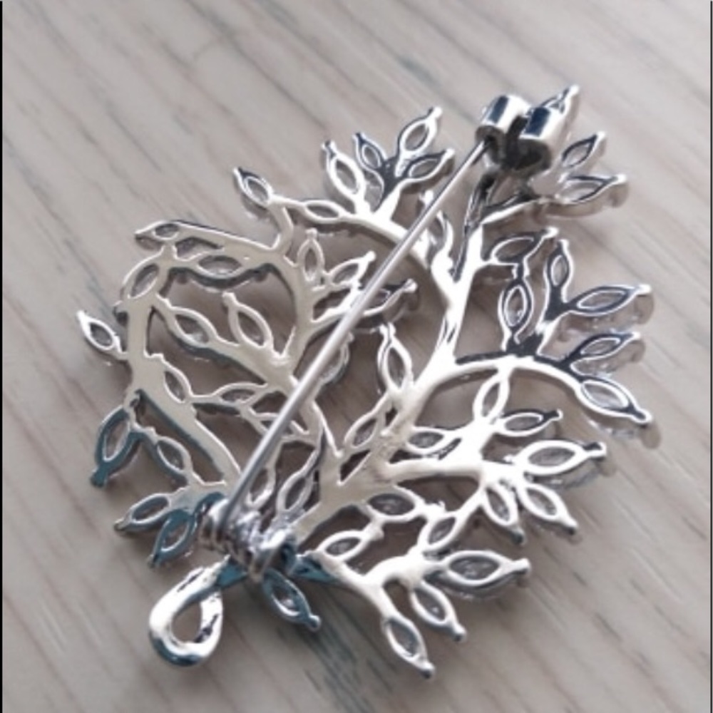 🆕White Gold Dipped Brooch 9.25TCW 2.5" - Picture 5 of 8